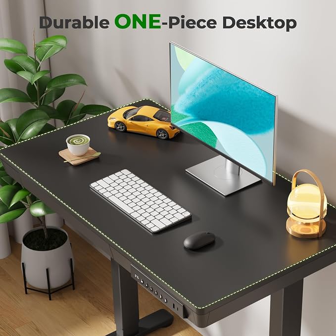 Electric Standing Desk with Drawer, 35" x 20" Whole Piece Tabletop Small Sit Stand Table, Height Adjustable Desk with Storage & USB Ports, Quick Install Home Office Computer Desk, Black