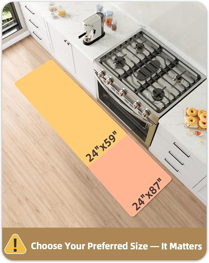 Color&Geometry Kitchen Mats for Floor 24x87 Black Marble Design | Non Slip Kitchen Runner, Easy Clean, Oil/Water Proof, 0.4in Thick Antifatigue Standing Mat For Laundry/Office, Home Decor