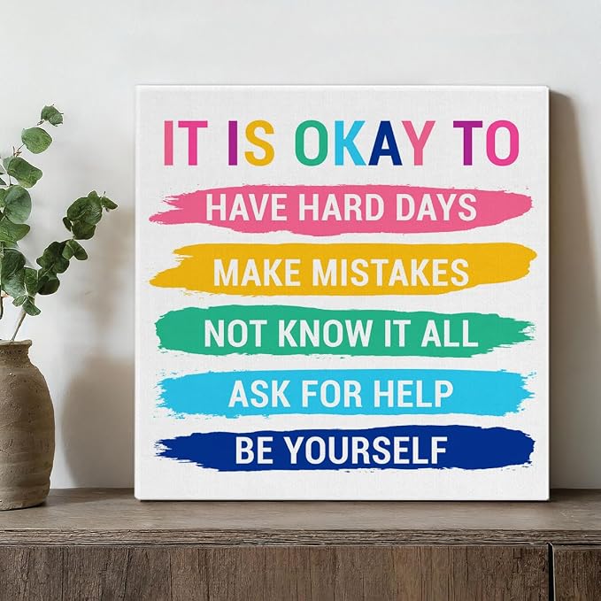 Inspirational Wall Decor Posters for Teen Girls Room, Motivational Quotes Wall Art for Bedroom Bathroom Classroom Home Office Decorations, Encouragement Gift for Woman (8 X 8 Inches, Framed)