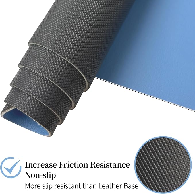 Desk Pad Mat, Leather Desk Mat for Desktop, Blue Computer Mouse Pad Non-Slip, Waterproof Keyboard Mats for Office/Home/Decor, 23.6" x 13.7"