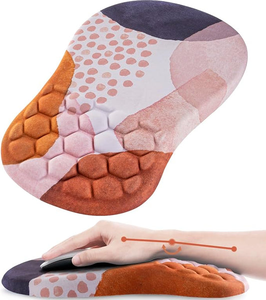 Ergonomic Mouse Pad Wrist Rest, 15° Memory Foam, Non-Slip PU Base | Mouse Pad15° Ergonomic Tilt, 100% Memory Foam, Smooth Lycra Surface, for Office & Gaming, Pain Relief Wrist Support Boho