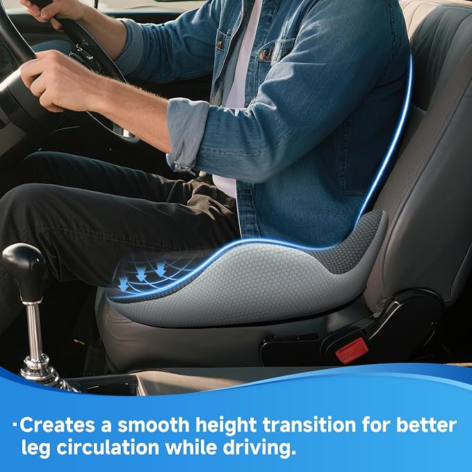X-Large Truck Seat Cushion for Truck Drivers, Memory Foam Support | Seat Cushion for Long Driving & Sitting, Tailbone Pain Relief, Ergonomic Back Support, Non-Slip Washable Cover for Cars