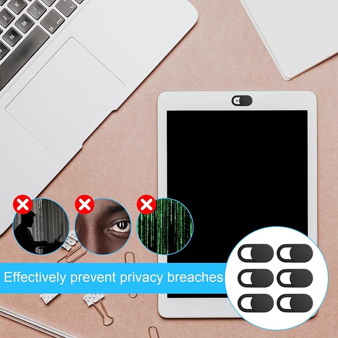 50 PCS Webcam Cover Slide Black Phone Camera Covers, 0.023 Inch Ultra-Thin Universal Laptop Camera Cover Slide Webcam Protects Your Privacy & Security for Laptop, Desktop, Smartphone, Cell Phone