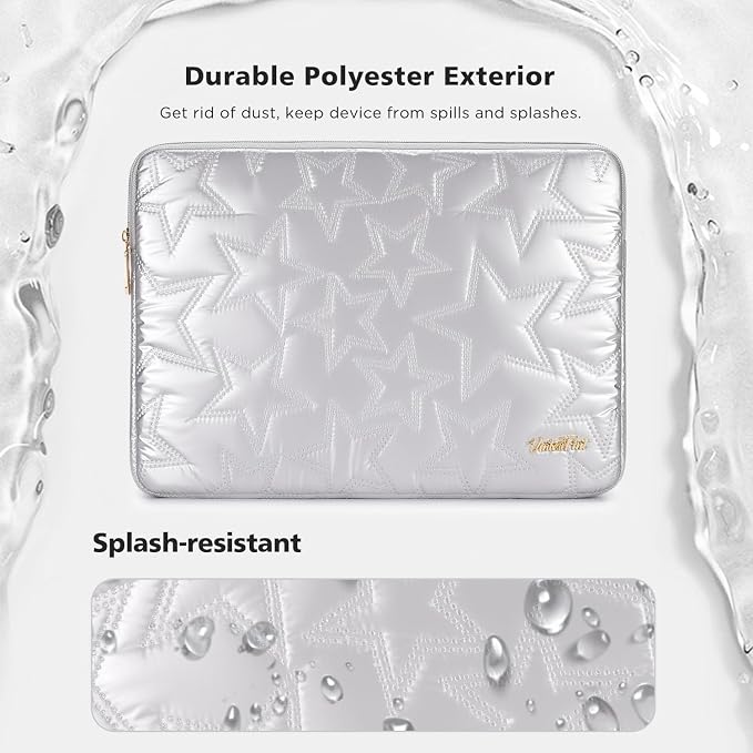 15 16 inch Laptop Sleeve Case for 15" MacBook Pro/Air M5 M4, 16" MacBook Pro M5 M4, 15" Surface Laptop 6, 15" IdeaPad Slim 5i Gen 9 ｜ 3i Gen 8/9, 16.3" XPS 16, HP Laptop Bag Cover, Silver