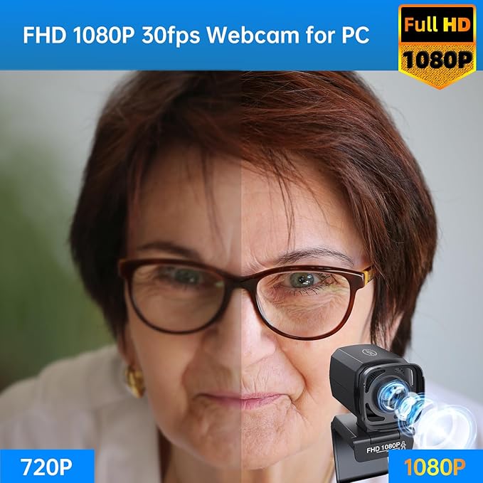 Auto Tracking Webcam: Full 1080P HD Computer Camera with Built-in 2 Microphones, Remote Control, Privacy Shutter, WDR, 73° View, External USB Web Cam, for Desktop PC Laptop