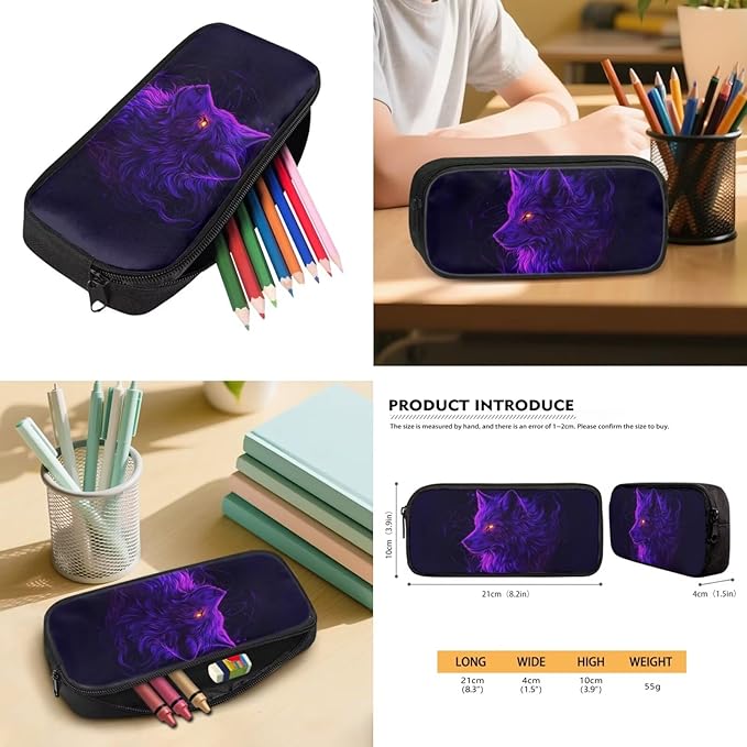 Cool Wolf Kids Backpack and Lunch Box Graphic School Bookbag for Boys Back to School Supplies Personalized Backpacks 4 in 1 Set Water Bottle Holder Pencil Case Included
