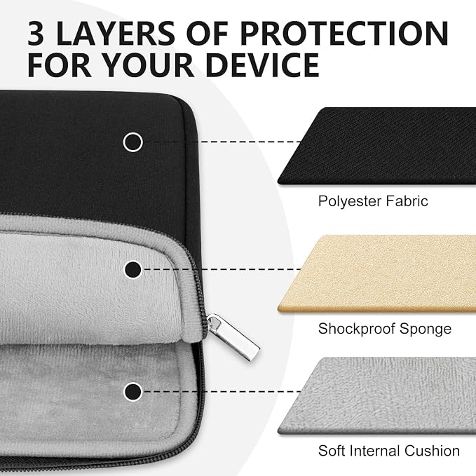 Laptop Sleeve Case Compatible with 13 to 14 inches MacBook Air/Pro HP Lenovo Asus Protective Portable Case with Front Pocket Padded Computer Pouch Cover Protective for 13” to 14” Laptop,Black