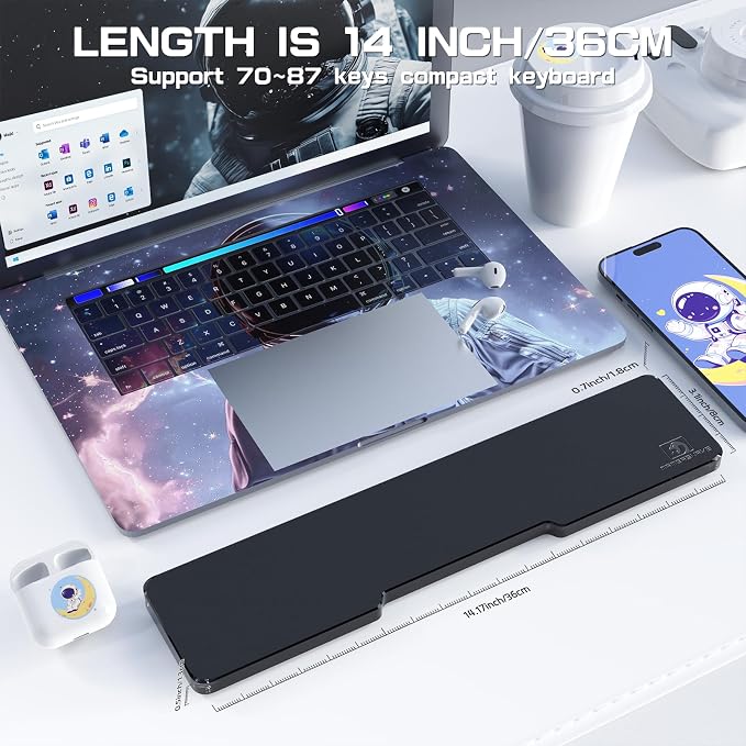 Acrylic Keyboard Wrist Rest - TENKEYLESS 80% Keyboard- Mechanical Keyboards Ergonomic Palm Rest for Computer Keyboard,Anti-Slip Base,Wrist Pad for Laptop,Office & Home-Easy Typing (Black)