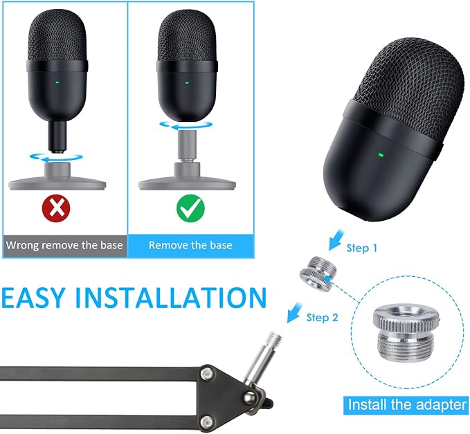 Razer Seiren Mini Boom Arm with Pop Filter - Mic Stand with Foam Cover Windscreen Compatible with Razer Seiren Mini Streaming Microphone by YOUSHARES