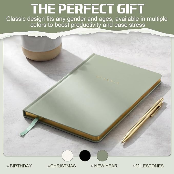 Productivity 3-month Planner Undated Daily Weekly Monthly Planner with Hardcover, Setting Guided Journal for Time Management, Habit Tracking, Self Care & Organization(Green)