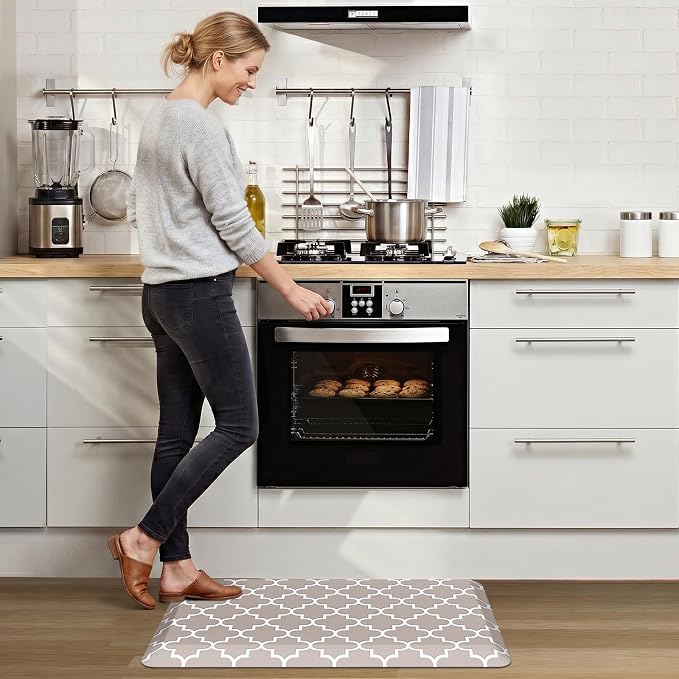 WISELIFE Anti Fatigue Floor Mat - 4/5 Inch Thick Kitchen Mat Non Slip Waterproof Heavy Duty Ergonomic Comfort Mat Durable for Home, Office, Sink, Laundry,(22" x 36", Khaki)