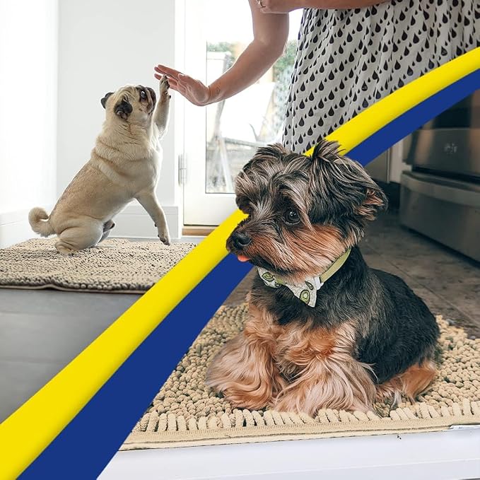 Muddy Mat® | Super Absorbent Door Mat Indoor, Microfiber Quick Dry Chenille Entryway Rug, Non-Slip Front Door Mat, Indoor Mats for Entryway, Machine Washable Pet Rug, Sand 20" x 48"