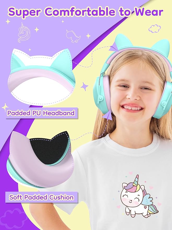 Noise Cancelling Headphones for Kids Adults, 32dB SNR Super Cute Ear Protection Ear Muffs for Autism Sensory, Hearing Protection Earmuff for Monster Jam Concerts Fireworks Car Race