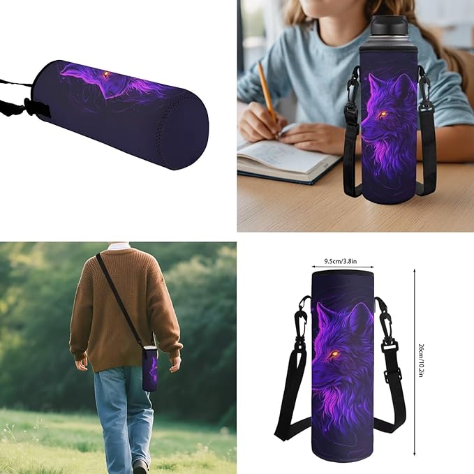 Cool Wolf Kids Backpack and Lunch Box Graphic School Bookbag for Boys Back to School Supplies Personalized Backpacks 4 in 1 Set Water Bottle Holder Pencil Case Included