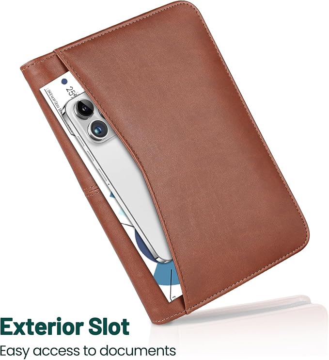 AKAYOK Padfolio Portfolio Organizer Binder Interview Resume Folder Zippered Business Portfolio Faux Leather Padfolio Portfolio Binder for Business School Office Conference Notepad Clip Boards(Brown)