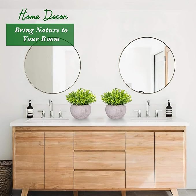 Small Fake Plants for Bathroom Shelf Decor, Mini Artificial Plants Indoor Fake Succulent Grass Desk Plant for Office Women Coffee Table Decor Fake Potted