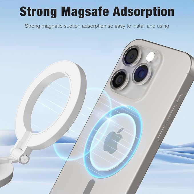 Magnetic Selfie Light for Laptop, iPhone, iPad, Built-in Mirror, Portable Phone Ring Light with 3 CCT & 10 Levels of Brightness, Selfie Ring Fill Light for Streaming, Vlogging, Podcasting