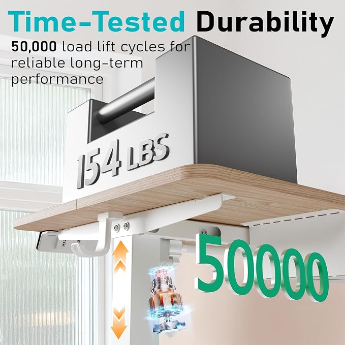 35" Electric Standing Desk, Small Sit Stand up Desk, Light Walnut | Height Adjustable Computer Desk for Home Office, Compact Work & Gaming Desk with Cable Management and Stable Steel Frame