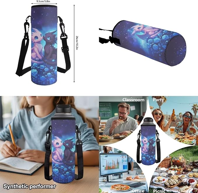 Dragon Backpack for Boys Girls Ages 6-10, 4PCS Blue Rose School Backpack Set with Lunch Box, Lightweight 17 Inch Elementary Bookbag for Kids Back to School