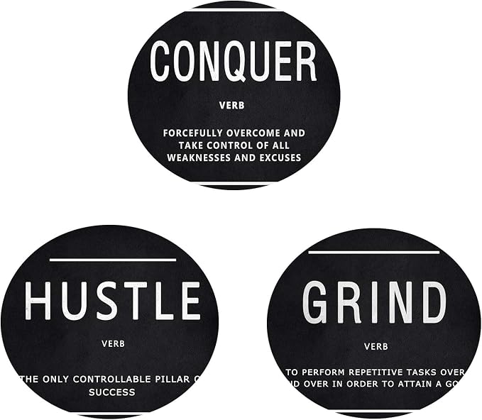 KAWAHONE Success Quotes Wall Art, Grind Hustle Conquer Motivation Wall Poster Framed Positive Sayings Wall Hanging Inspirational Quotes for Home Office Workplace - 20x28inx3pcs