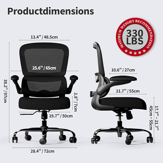 TRALT Office Chair - Ergonomic Desk Chair with Adjustable Lumbar Support, Mesh Computer Chair, Executive Chairs for Home Office Comfortable Lumbar Support Black Pack of 8