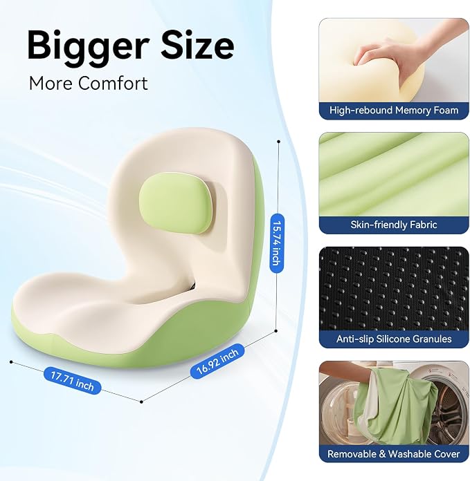 Seat Cushion for Office Chair and Car, Lumbar Support Pillow for Chair | Memory Foam Ergonomic Orthopedic Cushion Relieve Tailbone Sciatica Lower Back Pain for Office Desk Chair, Car, Truck, Green