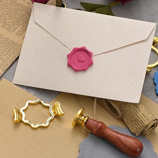 3-Pack Metal Wax Seal Kit for 1 Inch Stamp, 3 Metal Molds With Round Flower Shape, 3 Waxing Mat, Sealing Kit for Gift Wrapping, Wedding Invitations, Envelopes, Cards, Wine Packaging