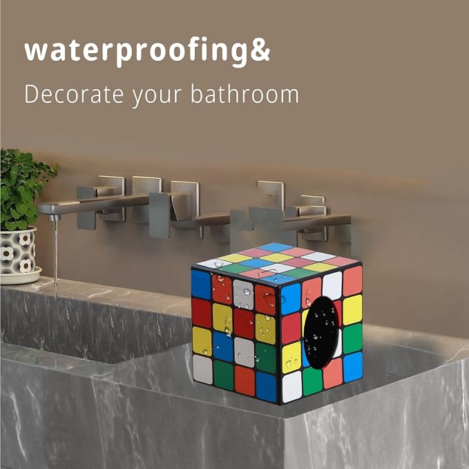 Tissue Box Holder Leather Square Facial Tissue Box Cover Pumping Paper Case Dispenser, Magic Cube Napkin Holder for Bathroom Vanity Countertops, Bedroom Dressers, Night Stands, Desks and Tables