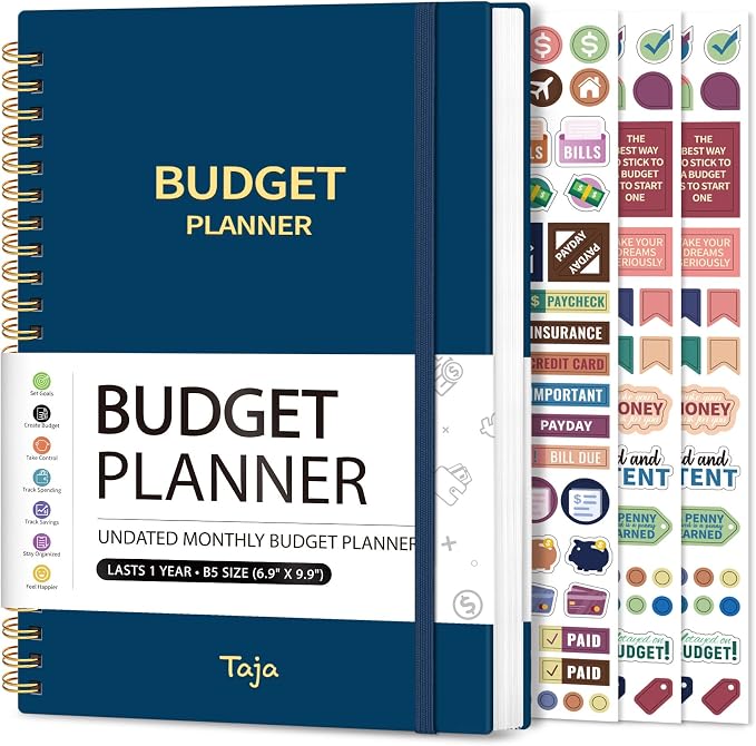 Budget Planner - Monthly Budget Book with Expense Tracker Notebook, Undated Bill Organizer & Finance Planner to Take Control of Your Money, Account Book to Manage Your Finances-Navy Blue