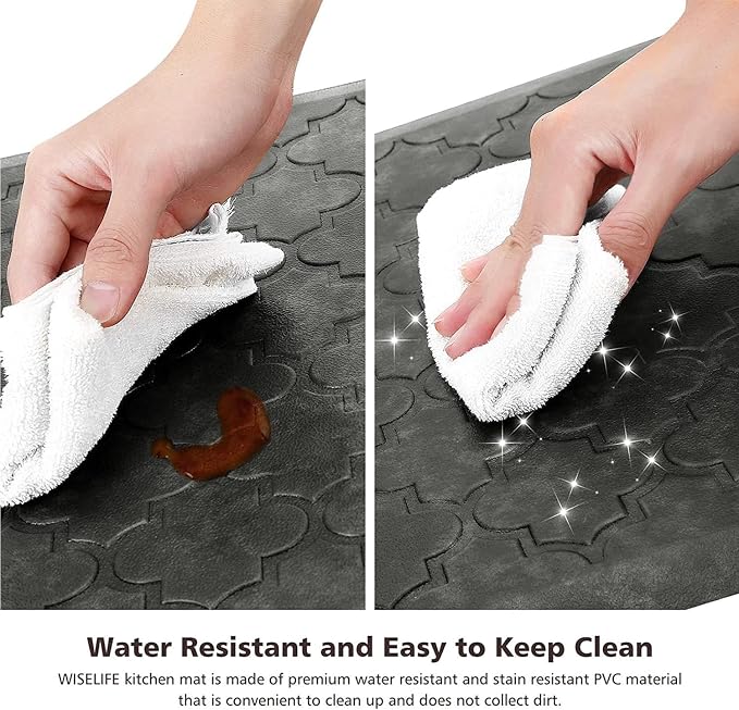 WISELIFE Kitchen Mat Cushioned Anti Fatigue Floor Mat,20"x39", Thick Non Slip Water Resistant Kitchen Rugs and Mats,Heavy Duty Foam Standing Mat for Kitchen,Floor,Home,Desk,Sink, Grey