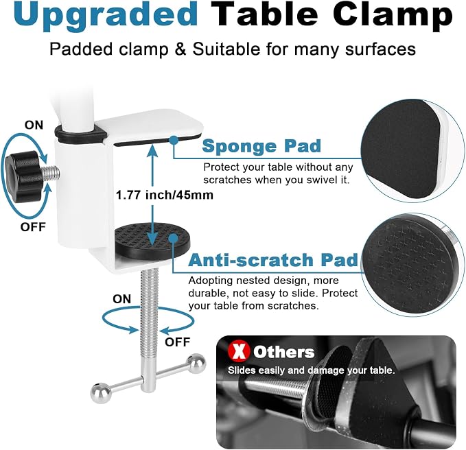 White Boom Arm for Hyperx Quadcast S, Adjustable Hyperx Quadcast White Mic Stand Microphone Arm Compatible with Hyperx Quadcast with Pop Filter,Mic Cover, By ChromLives