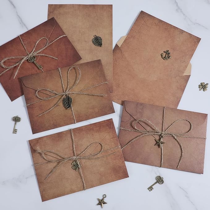 50pcs Stationary Letter And Envelopes Vintage Stationery Paper and Envelopes Set Letter Paper And Envelop Set Aged Papers Stationery Antique Letters Papers for Writing Letters Valentine's Day