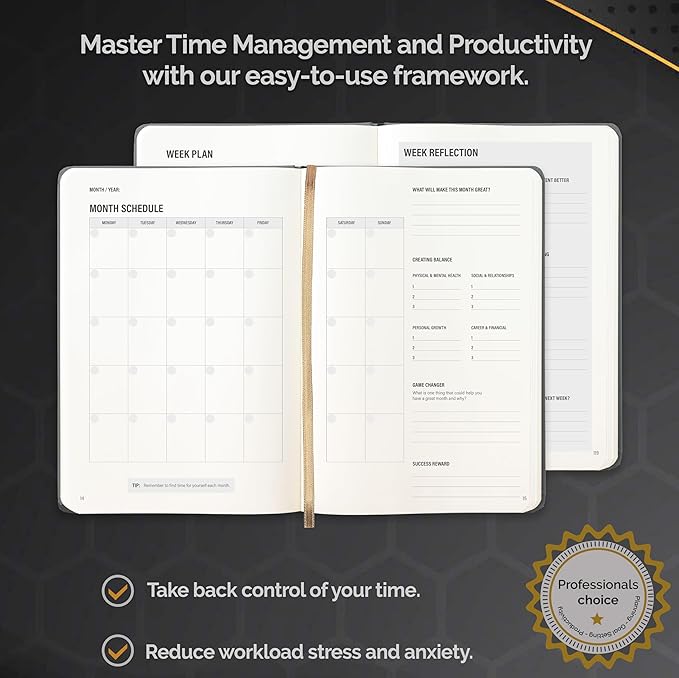 90 Day Undated Productivity Planner (A5) – Guided Goal Setting System with Daily, Weekly & Monthly Layouts, Structured Focus Framework for Work, Study & Personal Growth – MindPanda Balance