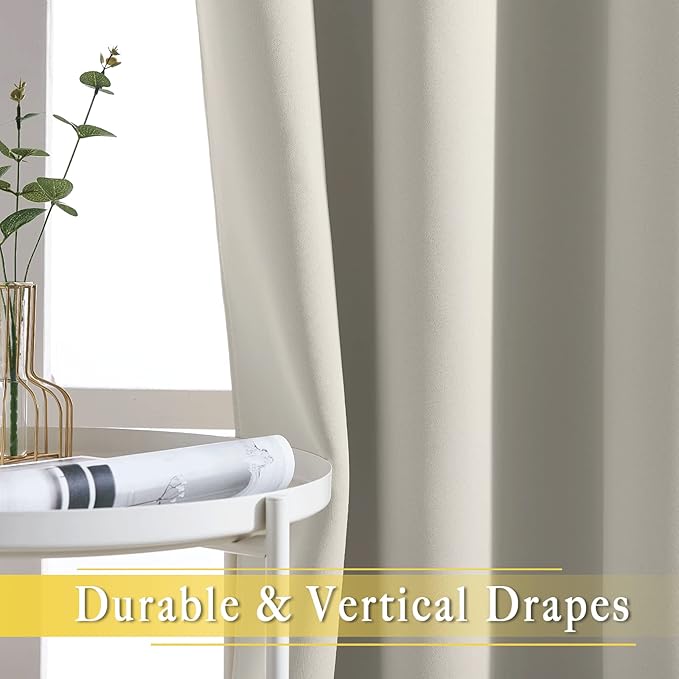 NICETOWN Room Darkening Curtain for Living Room - Energy Saving Thermal Insulated Grommet Room Darkening Curtain/Drape for Bedroom (1 Panel, 46 by 72, Natural)