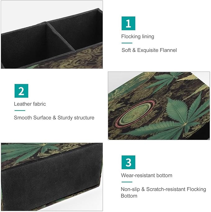 A Puff in Time Weed Marijuana Leather Pen Holder Exquisite Leather Pen Cup Pen Container Multifunctional Desktop Storage Box Round Pencil Cup Organizer for Office Home Desk Decor