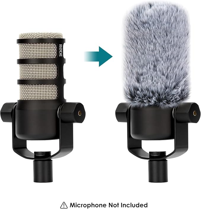 PodMic Pop Filter Furry Cover - Mic Windscreen Wind Cover Customized for Rode PodMic Podcasting Microphone to Blocks Out Plosives(Gray01)