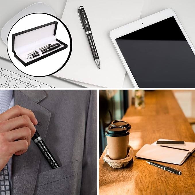 Chinco 2 Pack Christian Gifts Engraved Bible Verse Ballpoint Pens in Matching Gift Case Black Stylish Classic Ballpoint Pens Christian Gifts for Women & Men for Journaling School Office Church