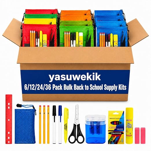 36 Pack School Supplies Bundle Bulk,Individually Wrapped Classroom Kits for Nonprofit Outreach,Community Support,Donation Campaigns and Group Distribution