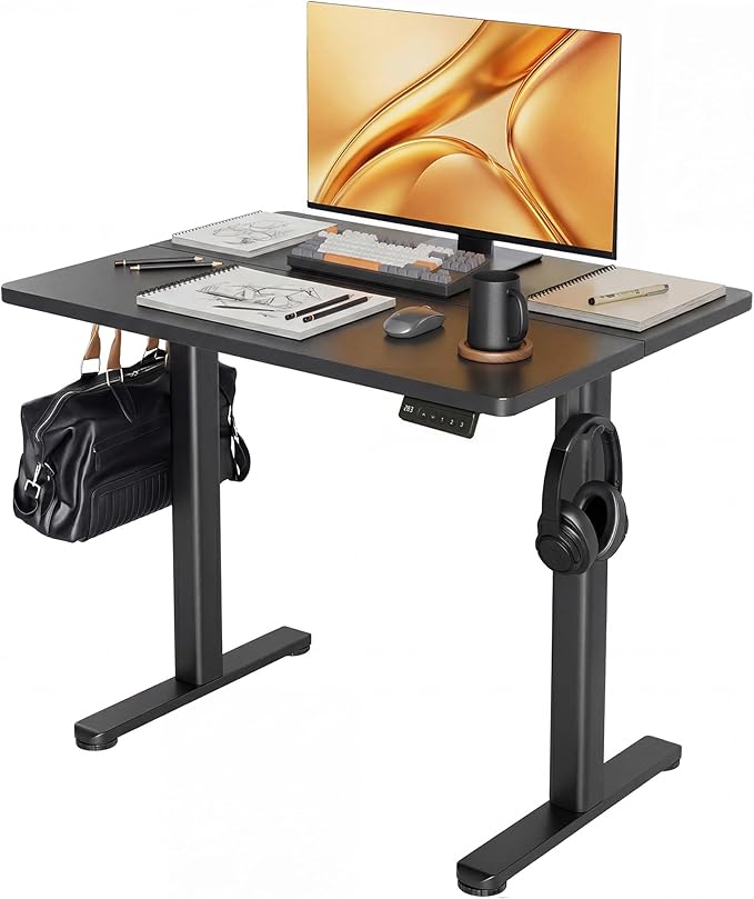 Claiks Electric Height Adjustable Stand Up Desk, 32x19 Inches, Black
