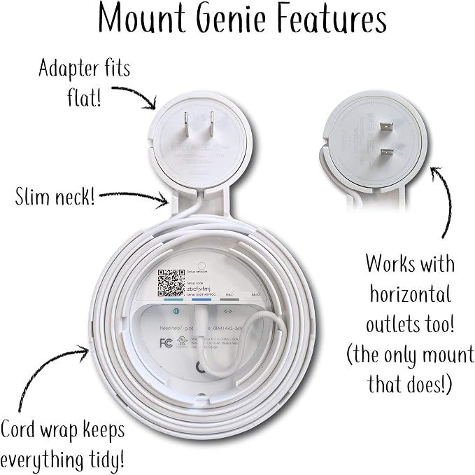 Google WiFi Outlet Holder Mount: [NEW 2020 – Present Version – Round Plug] The Simplest Wall Mount Holder Stand Bracket for Google WiFi Routers and Beacons - No Messy Screws! (3-Pack)