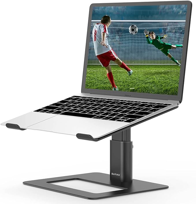 BoYata Laptop Stand, Ergonomic Aluminum Height Adjustable Computer Stand Laptop Riser Holder for Desk, Compatible with MacBook Pro/Air, Dell, Lenovo, HP, Samsung, More Laptops 11-17"