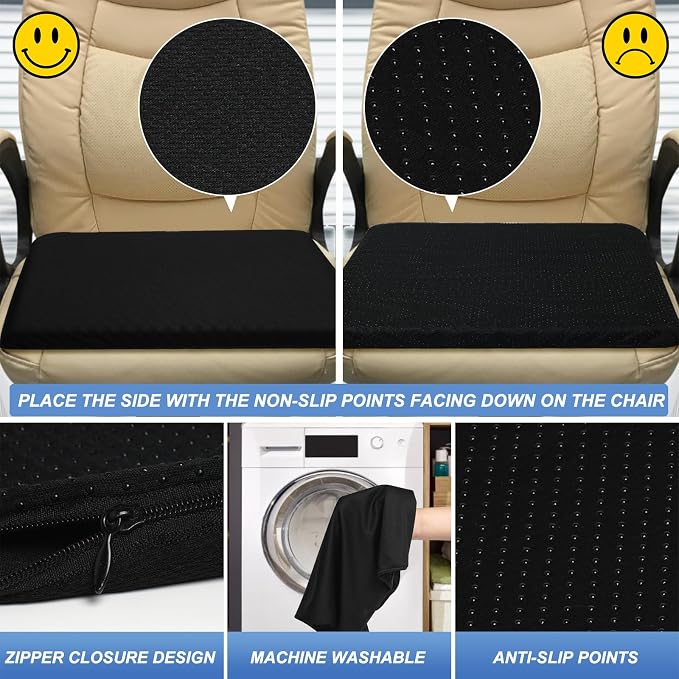 Gel Seat Cushion for Long Sitting - 18" x 16" x 2.4" (Extra Thick＆Soft) | Gel Cushion for People Over 200 lbs, Pressure Relief Cushion for Office Chair, Egg Cushions for Wheelchair, Gel Pad for Car
