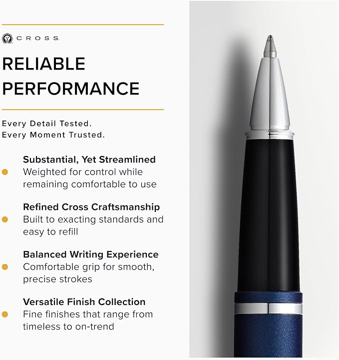 Cross AT0115-18 Calais Matte Metallic Rollerball Pen, Midnight Blue