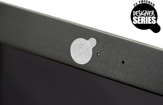 Rigid Series - 2X Thicker | Blocked Original Vinyl Webcam Cover Stickers | 57 Tabbed Restickable & Stackable Privacy Covers | for All Camera-endable Devices | 3-Sizes | Metallic Crisscross Textured
