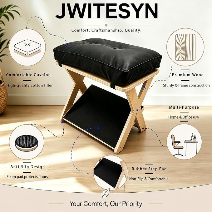 Foot Rest Under Desk, Ergonomic Wooden Desk Foot Rest | Fixed angle design with ample foot space for work study and gaming