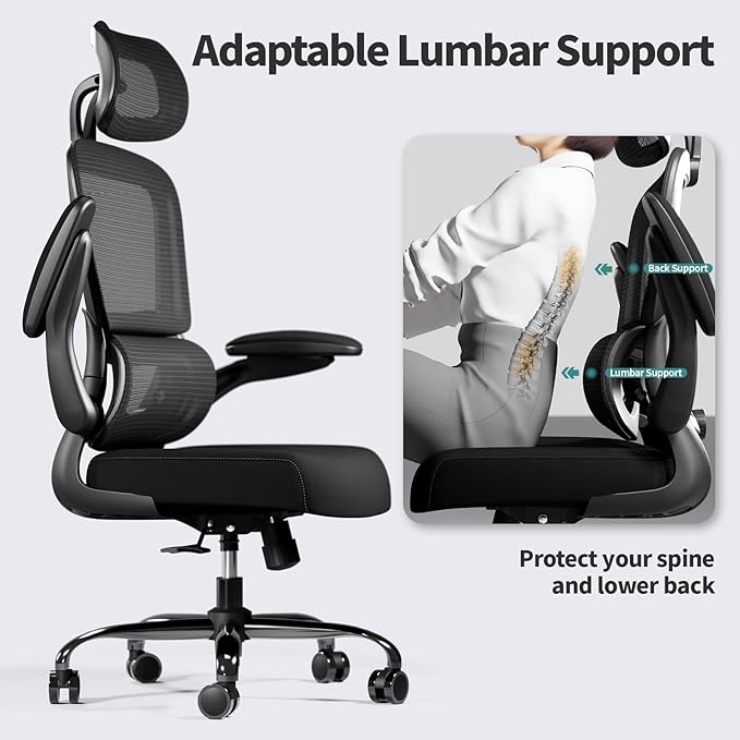 TRALT Office Chair Ergonomic Desk Chair, 330 LBS Home Mesh Office Desk Chairs with Wheels, Comfortable Gaming Chairs Black Pack of 3