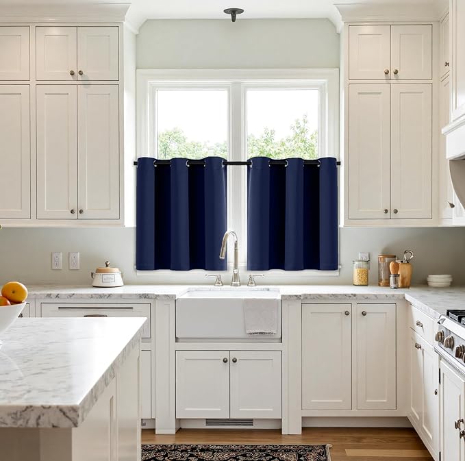 MIULEE Blackout Curtains for Bedroom Living Room 2 Panels, Thermal Insulated Room Darkening Drapes Grommet Noise Reducing Light Blocking Window Treatments 36 Inches Long 40x36 Inch Navy Blue