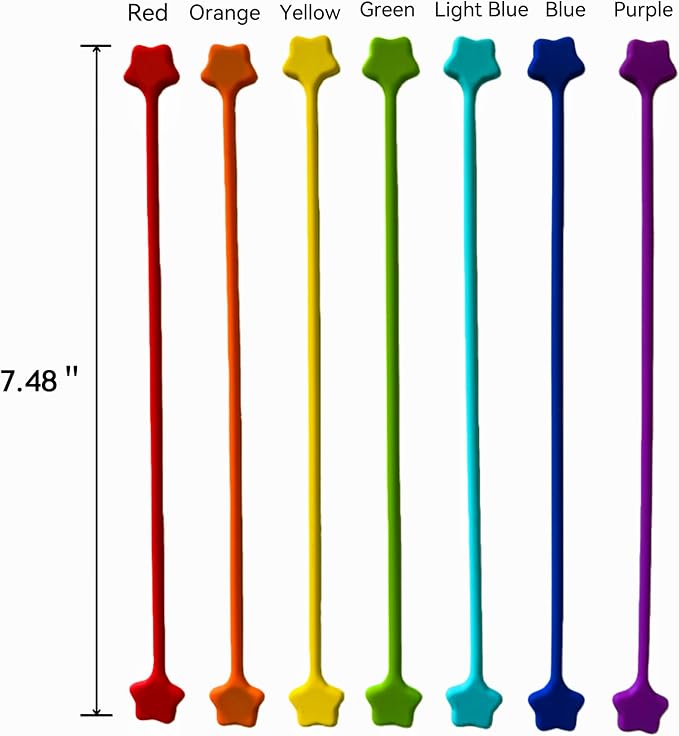 Reusable Silicone Magnetic Cable Ties, 7.48'' Magnetic Twist Ties for Bundling and Organizing, Holding Stuff, USB Charging Cords, Fridge Magnets, or to Play and Decorate(7 Colors, 14 Pack)
