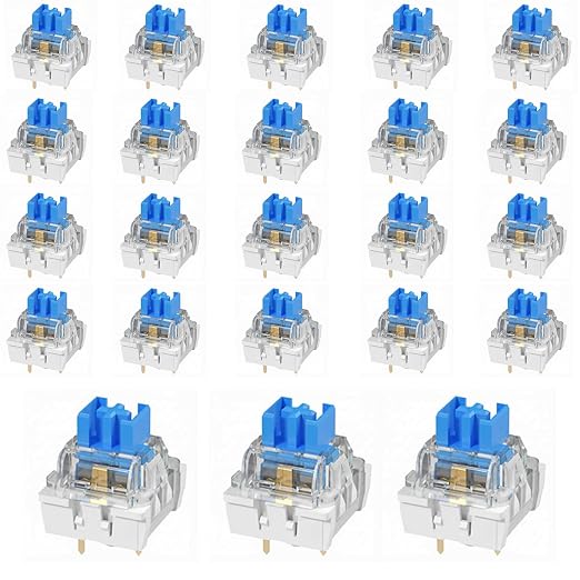 120 PCS Mechanical Keyboard Replacement Blue Switches, 3 pin Clicky/50gf Accurate Typing/Dustproof switches for LED Gaming Keyboard/3D Prints