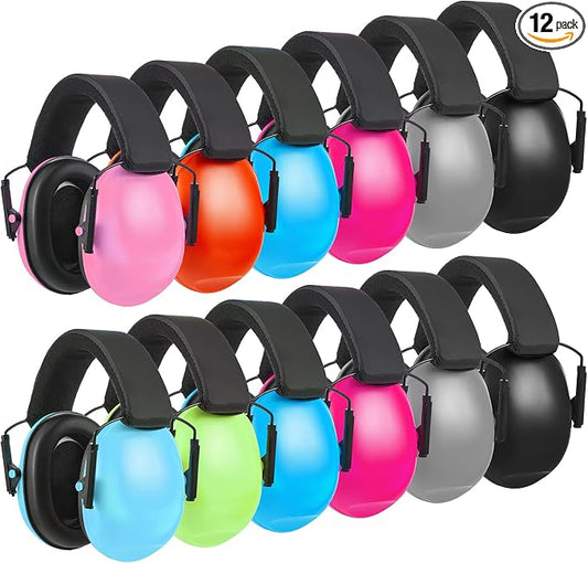 Amylove 12 Pcs Kids Ear Protection Noise Cancelling Headphones Ear Muffs Bulk 27db Adult Noise Reduction Hearing Earmuff (Universal Fit (kids & Adults),Classic Style)